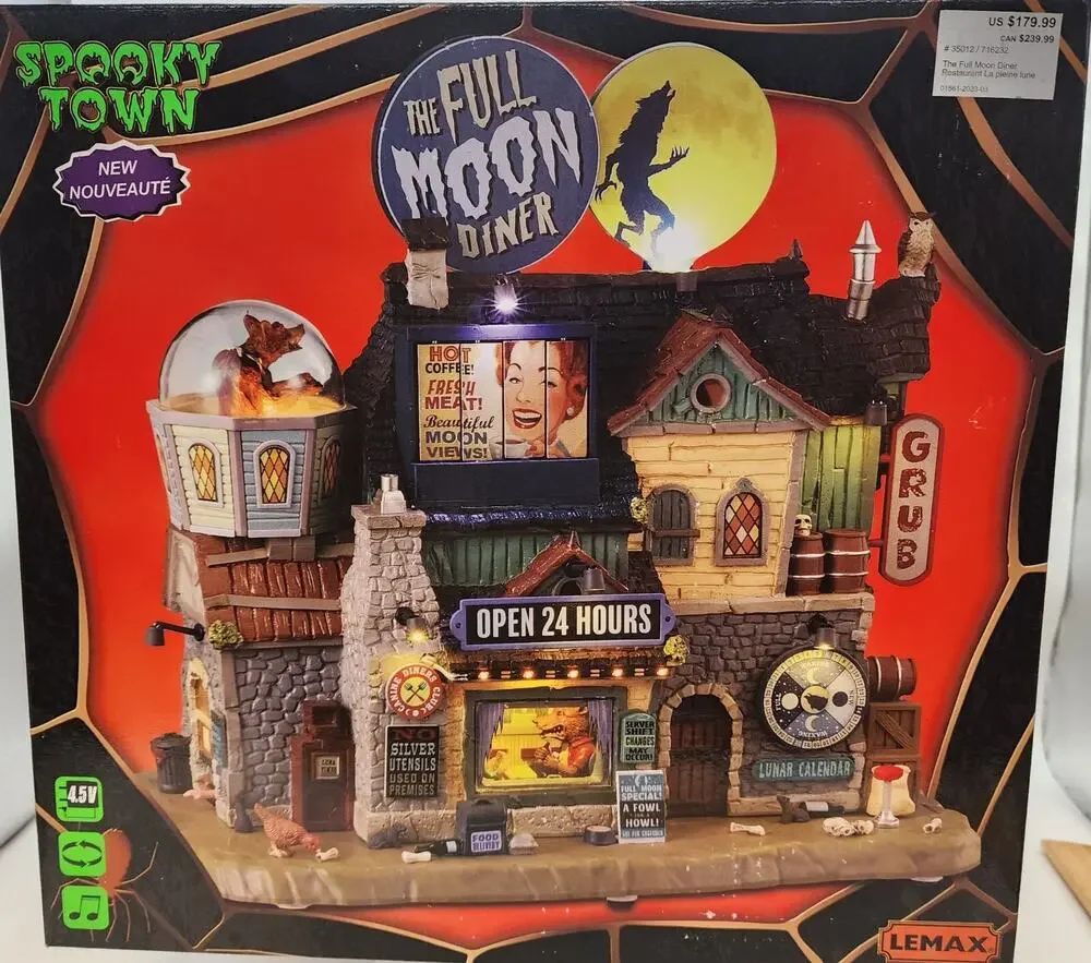 Lemax Spooky Town THE FULL MOON DINER #35012 2023 Sights & Sounds werewolf*nib